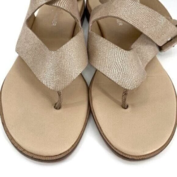 Donald J. Pliner Leather Lola 2 Snakeskin Shimmer Ankle Strap Thong 6 Sandals - Picture 4 of 8